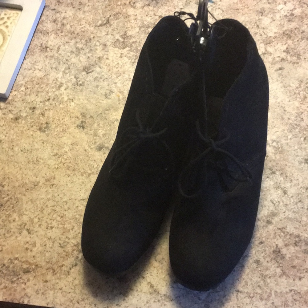Black wedge booties